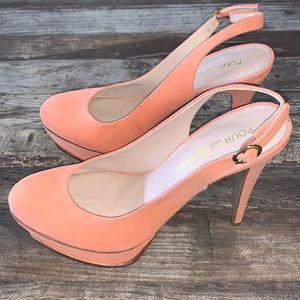 NEW Pour la Victoire Platform Suede Slingback Pump NWOB